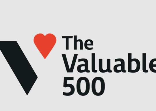 The Valuable 500 logo which is the text 